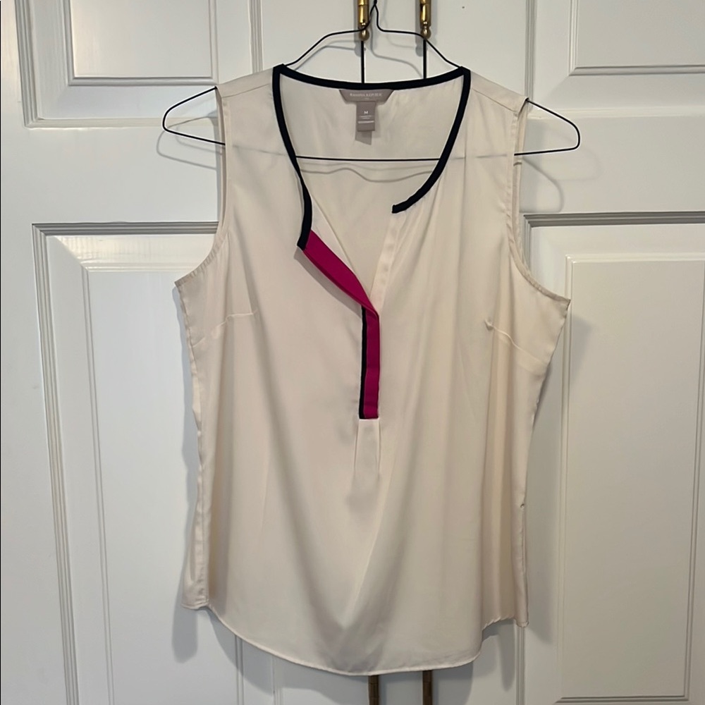 Banana Republic Cream Blouse with Black and Pink Accent